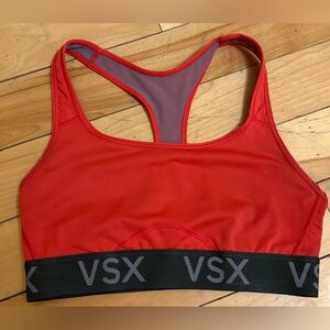 Victoria Secret Pink Racerback Swim Sports Bra with Black Logo Band
